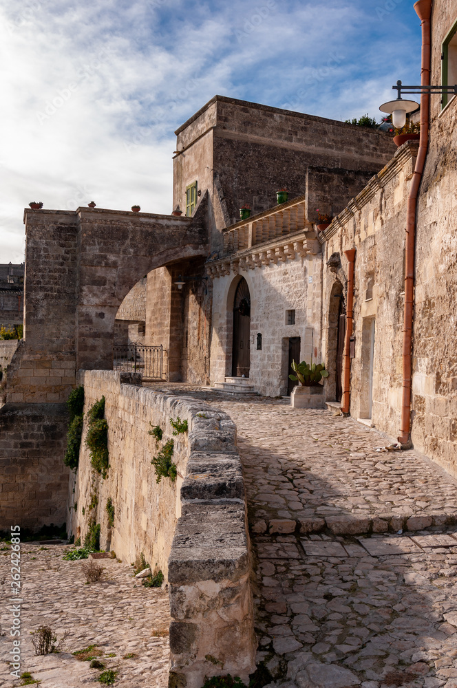 Matera, European Capital of Culture 2019. Basilicata, Italy. Detail of houses built on stones.