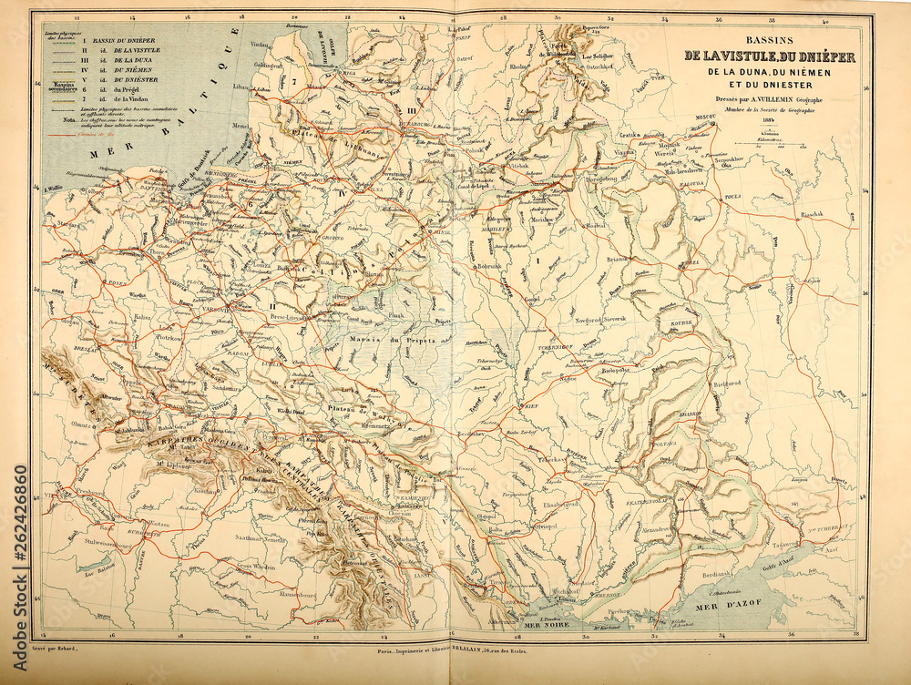 Fototapeta premium Old map. Engraving image