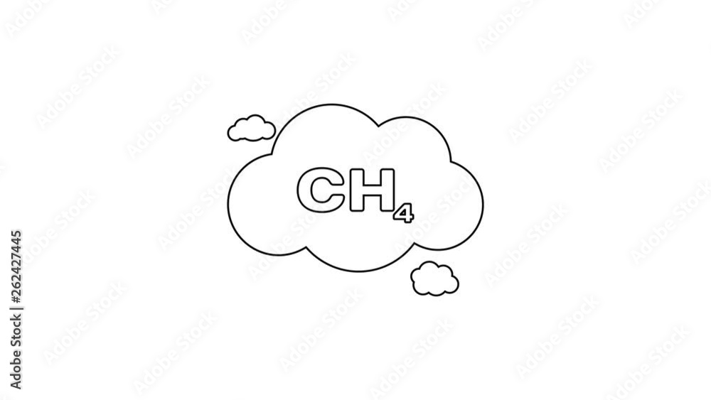 Grey Methane emissions reduction line icon on white background. CH4 molecule model and chemical formula. Marsh gas. Natural gas. 4K Video motion graphic animation Grey Methane emissions reduction line icon on white background. CH4 molecule model and chemical formula. Marsh gas. Natural gas. 4K Video motion graphic animation