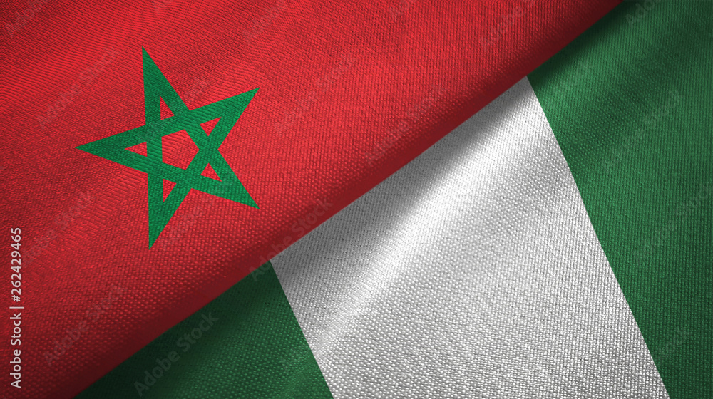 Morocco and Nigeria two flags textile cloth, fabric texture Morocco and Nigeria two flags textile cloth, fabric texture
