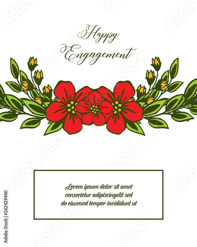 Vector illustration various card happy engagement with wreath frame