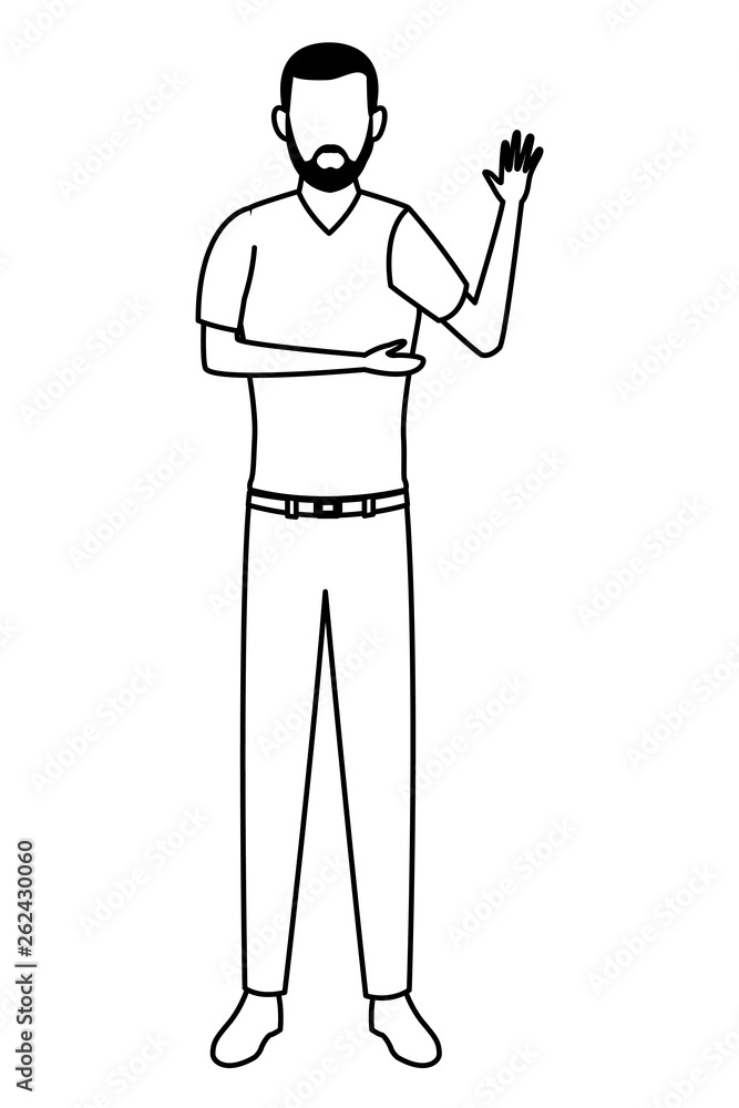 man with beard avatar cartoon character black and white man with beard avatar cartoon character black and white