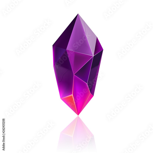 Gem or Crystal. Purple Magic Gemstone. Precious Gem Icon. Luxury Symbol on the White Background