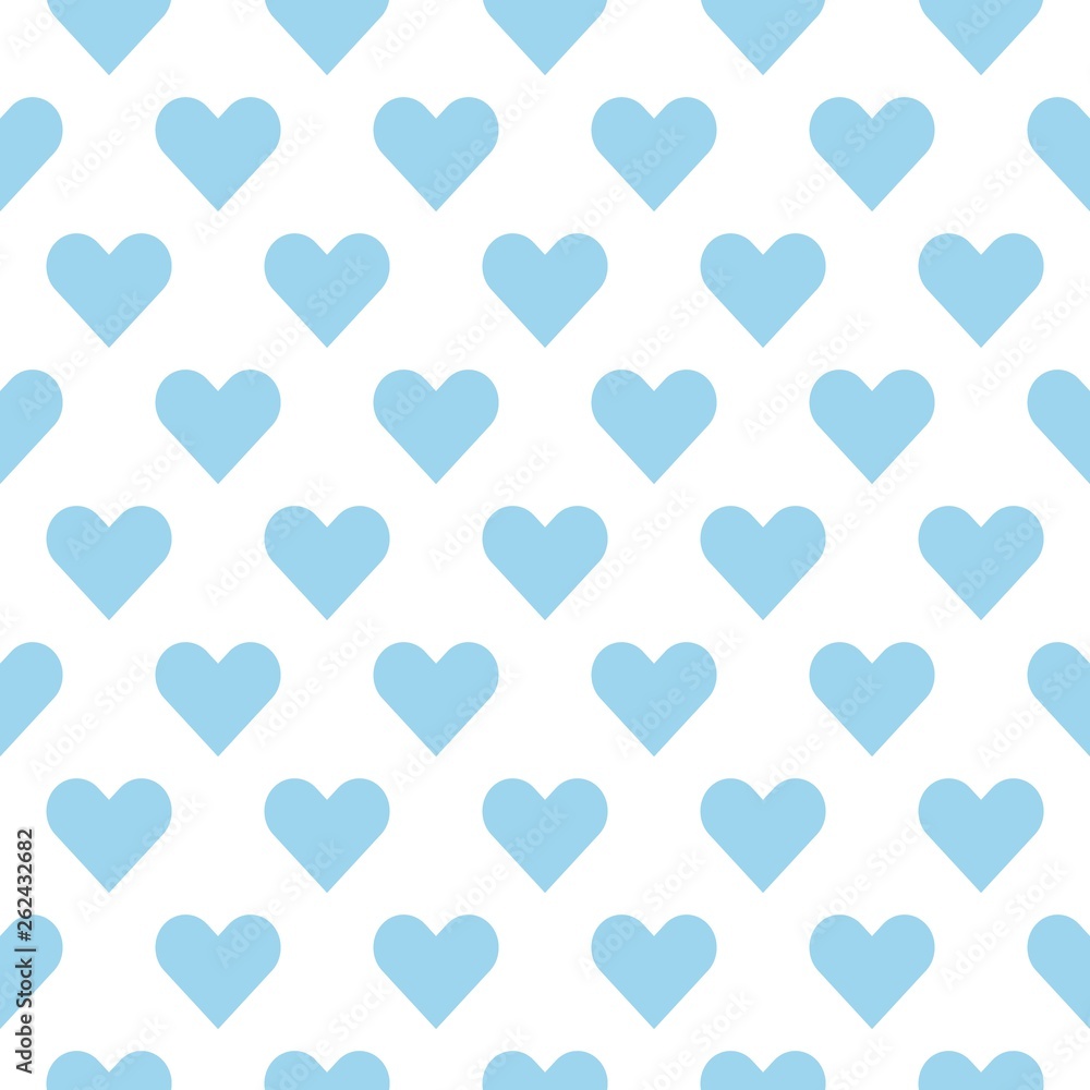 Light blue hearts on a white background. Heart seamless pattern.