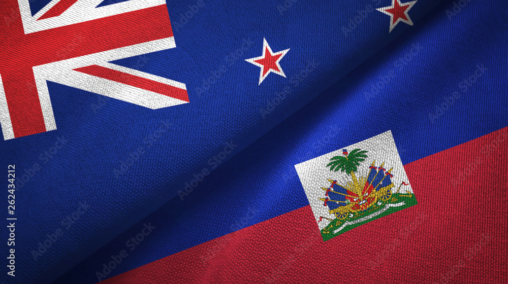 New Zealand and Haiti two flags textile cloth, fabric texture New Zealand and Haiti two flags textile cloth, fabric texture