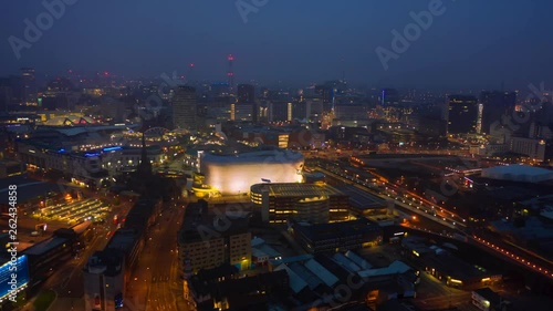 Birmingham UK Night Aerial City Time Lapse