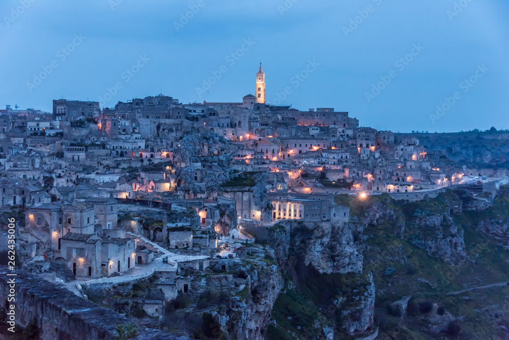 Night Shot at An Ancient Medieval City in Southern Italy