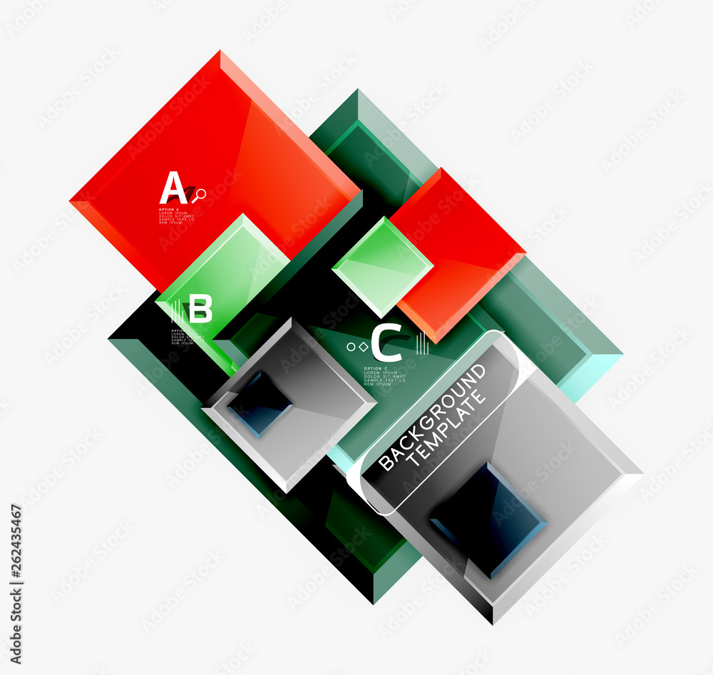 Geometrical design squares abstract banner, glossy shiny effects