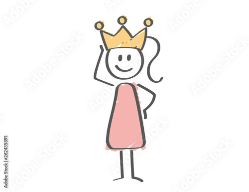 Stick Figure - woman with crown - princess queen