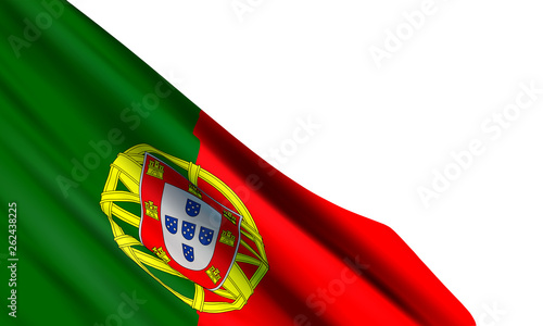 Background with realistic flag of Portugal on white background. Vector element for Independence Day, Republic Day, Freedom Day, Restoration of Independence Day, Portugal National Day.