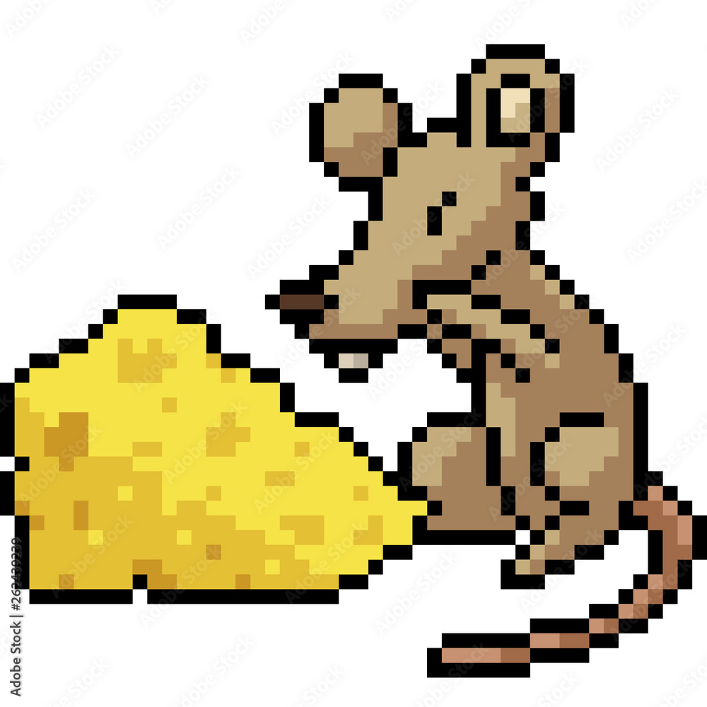 vector pixel art cheese rat