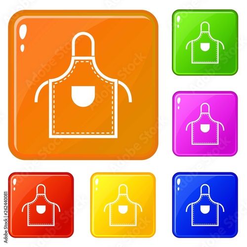 Welding apron icons set collection vector 6 color isolated on white background