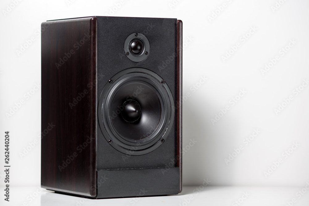 Black music speakers. Speaker range. On white background. Black music speakers. Speaker range. On white background.