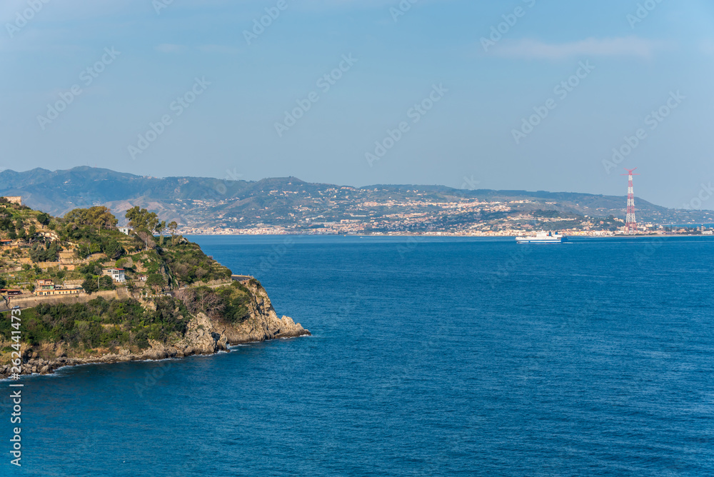 View of Sicily from a Southern Mediterranean Coastal Village Southern Italy View of Sicily from a Southern Mediterranean Coastal Village Southern Italy