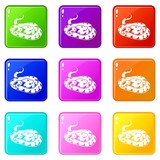 Snake icons set 9 color collection isolated on white for any design