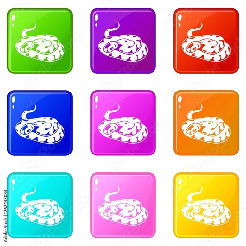 Snake icons set 9 color collection isolated on white for any design