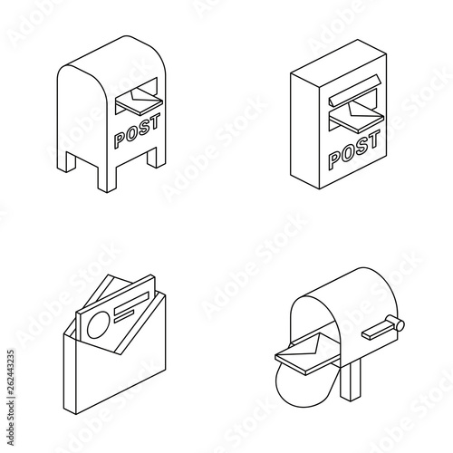 Mail letter parcel 3d vector icon isometric lines color minimalism illustrate