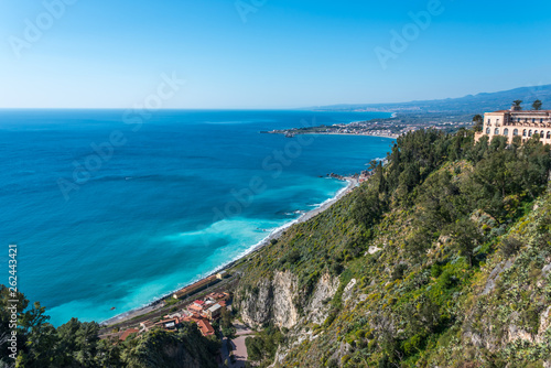 View of the Mediterranean Coast from Sicily, Italy © JonShore