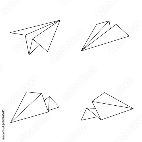 Paper plane vector icon isometric lines color minimalism illustrate