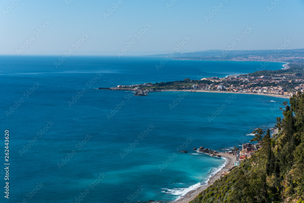 View of the Mediterranean Coast from Sicily, Italy View of the Mediterranean Coast from Sicily, Italy