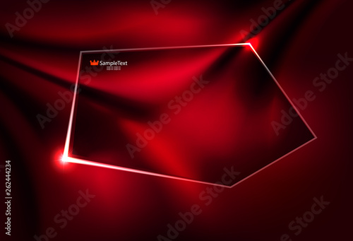 Abstract red design like matter with a polygonal shiny frame.