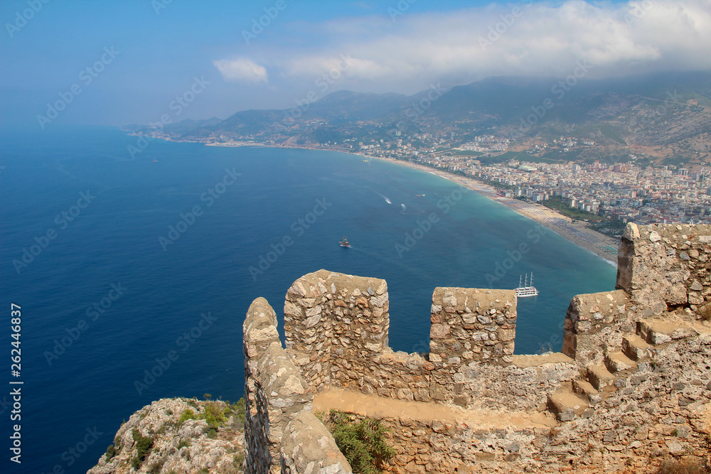 Amazing beaches view from Alanya Castle in Turkey