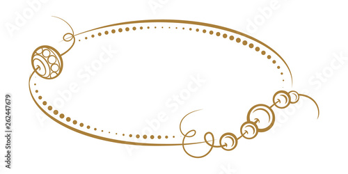 Vector vintage horizontal oval frame with a beads decoration