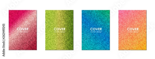 Set of modern abstract covers. Cover design with a dynamic colorful gradient of halftone. Colorful mosaic. Vector background.