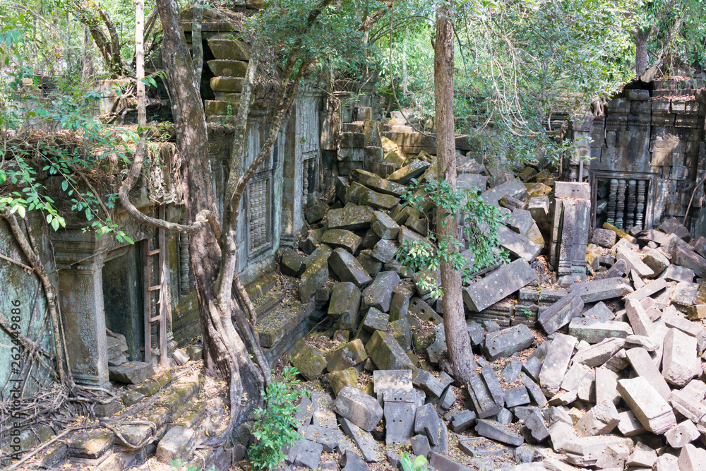 Siem Reap, Cambodia - Mar 07 2018: Beng Mealea in Siem Reap, Cambodia. It is part of Angkor World Heritage Site. Siem Reap, Cambodia - Mar 07 2018: Beng Mealea in Siem Reap, Cambodia. It is part of Angkor World Heritage Site.