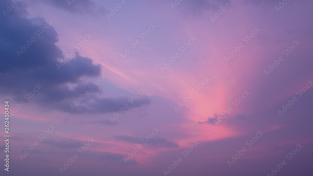 Twilight sky pink and purple color in the evening summer day