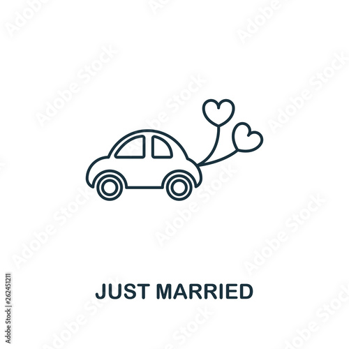 Just Married outline icon. Premium style design from honeymoon icons collection. Simple element just married icon. Ready to use in web design, apps, software, printing.