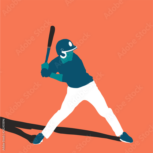baseball player betterr on field. Vector flat illustration