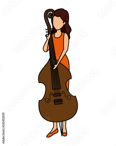 woman playing cello character