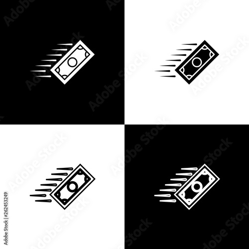 Set Fast payments icons isolated on black and white background. Fast money transfer payment. Financial services, fast loan, time is money, cash back concept. Vector Illustration