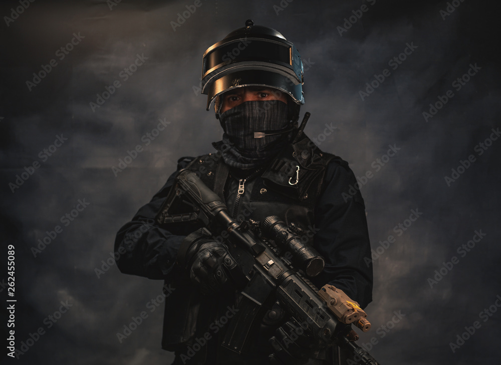 Naklejka premium special forces soldier police, swat team member 