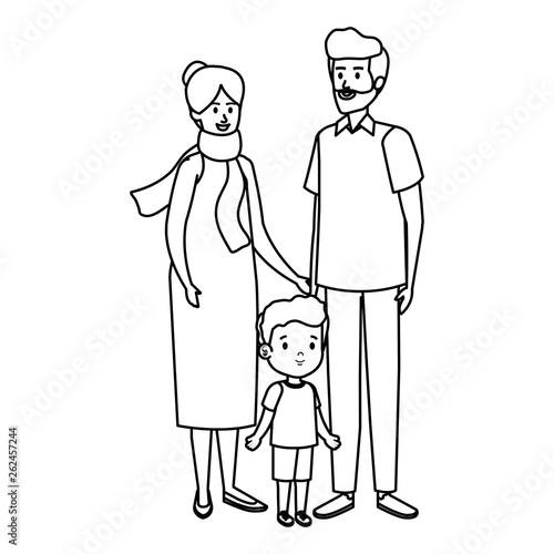 cute grand parents couple with grandson