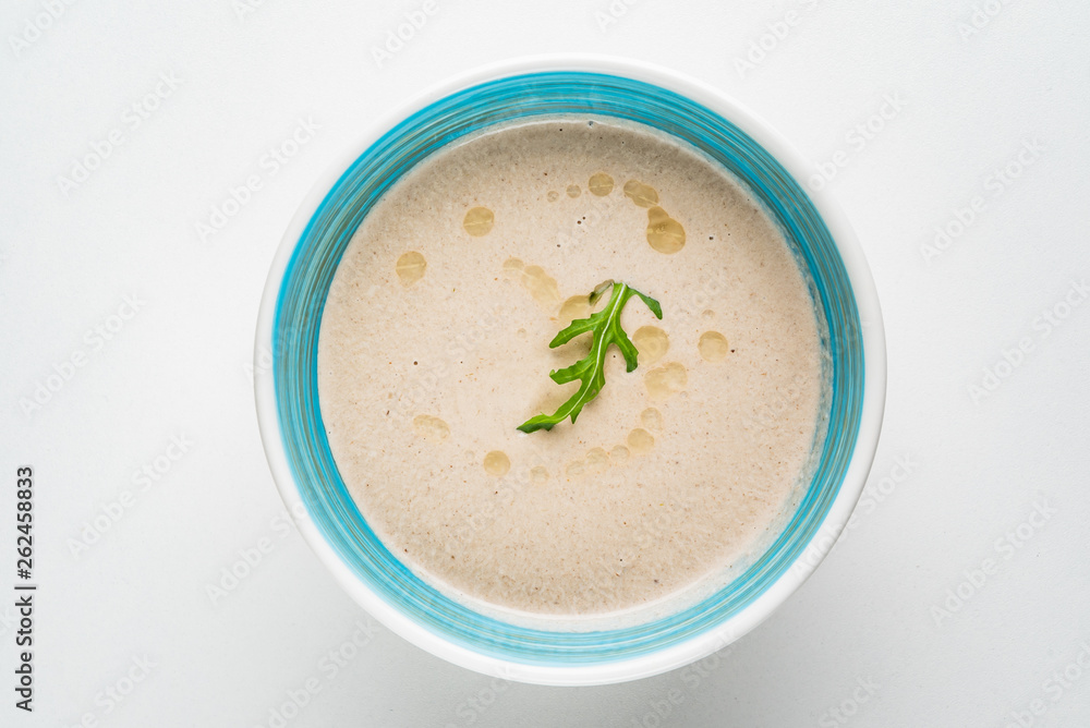 musrhoom cream soup on the white background musrhoom cream soup on the white background