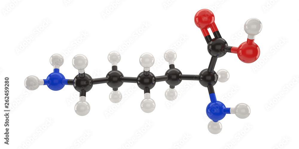Lysine molecule structure 3d illustration with clipping path Lysine molecule structure 3d illustration with clipping path
