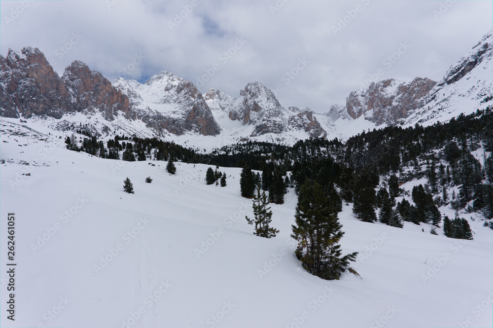 Naklejka premium Winter in the Dolomites, Northern Italy