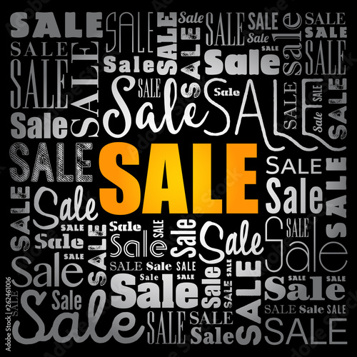 Sale word cloud collage, business concept background