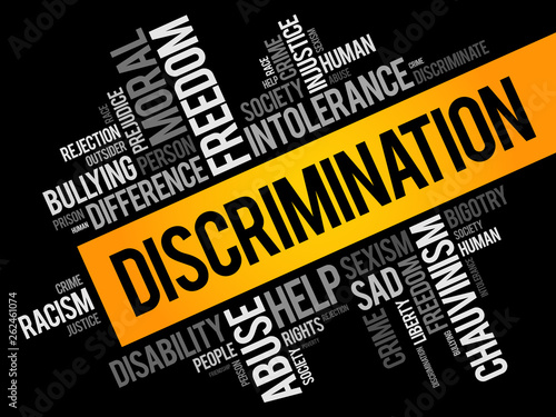 Discrimination word cloud collage, social concept background