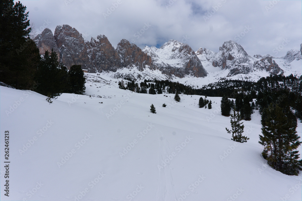 Naklejka premium Winter in the Dolomites, Northern Italy