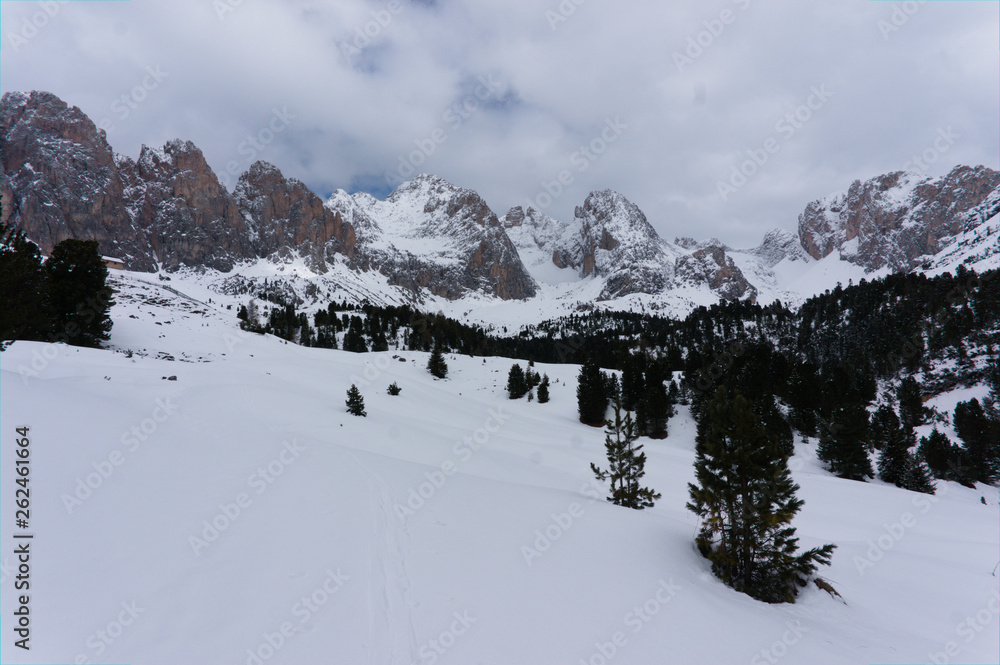 Naklejka premium Winter in the Dolomites, Northern Italy