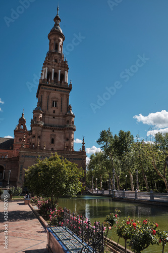 Andalisia Seville's main square Plaza de Espana Spain. blue decorative ceramic element. photo