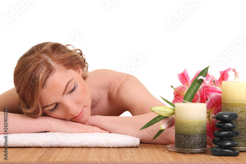 beautiful girl relaxing in spa