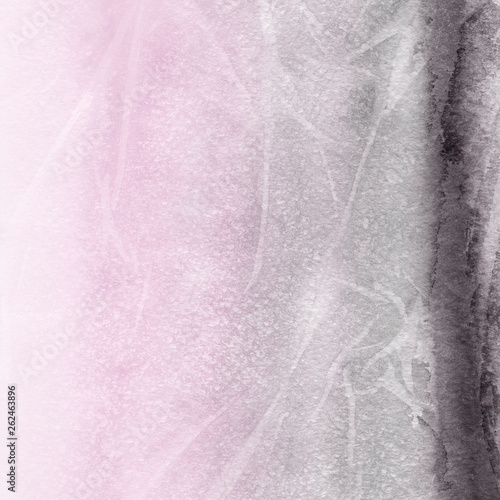 Pink ink and watercolor texture on white paper background. Paint leaks and ombre effects. Hand painted abstract image.