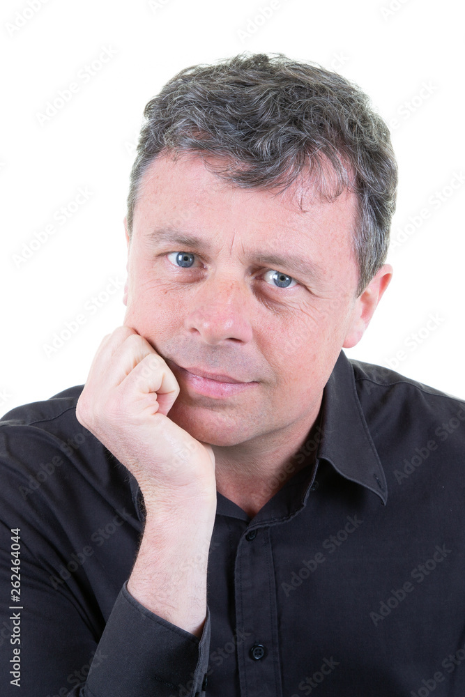 handsome man middle aged portrait on white background handsome man middle aged portrait on white background
