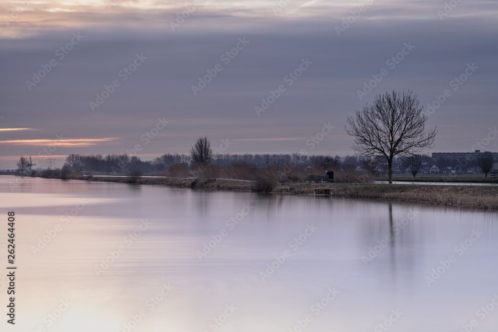 A quiet morning on the waters of Kinderdijk, Alblasserdam, the Netherlands