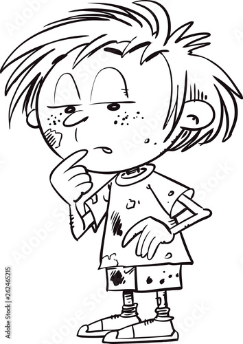 Little boy dirty. The boy is very sorry that he got dirty