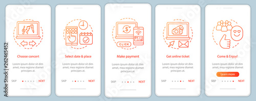 Concert onboarding mobile app page screen vector template
